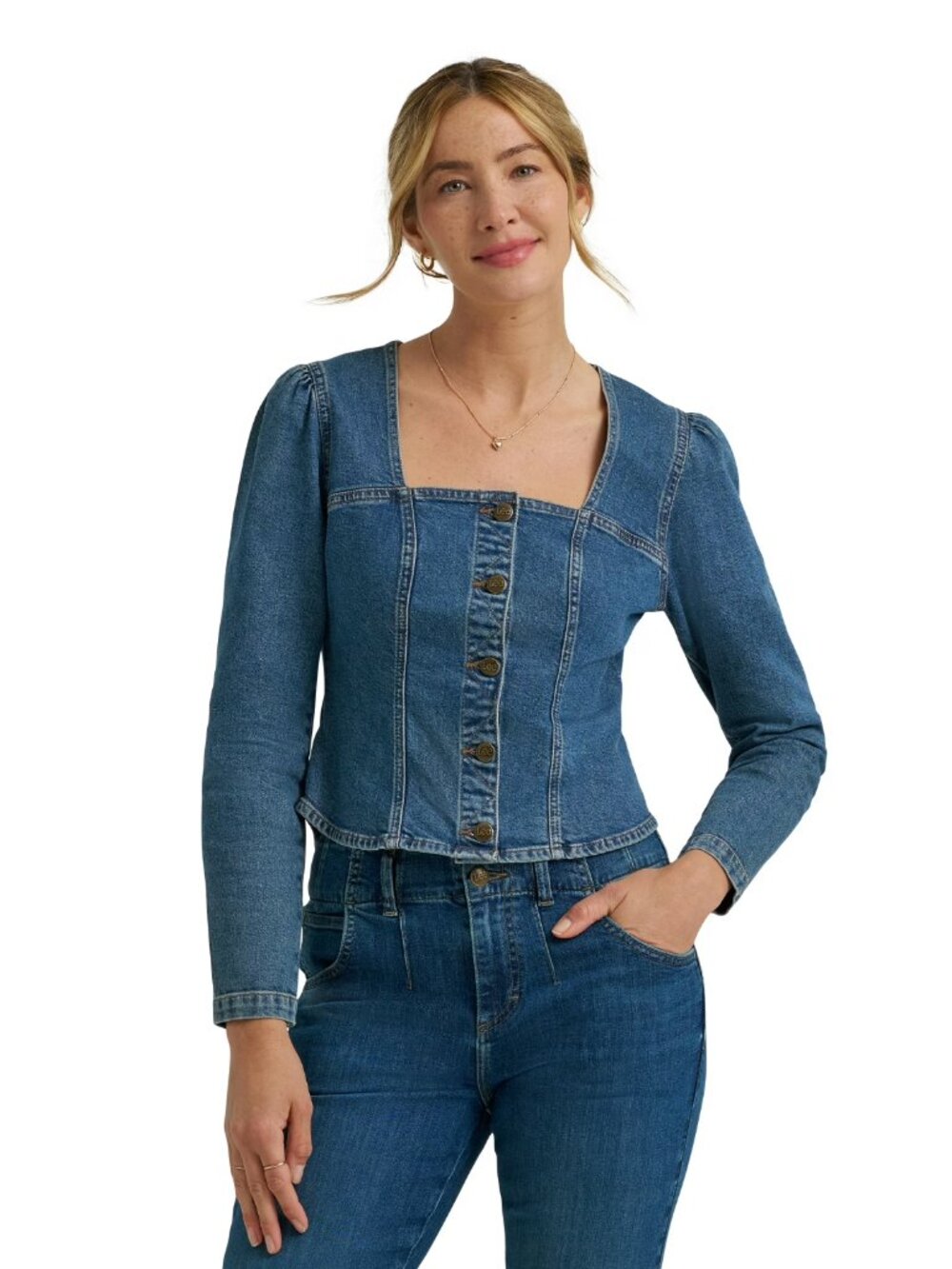 Lee® Women's Heritage Long Sleeve Button-Front Denim Top